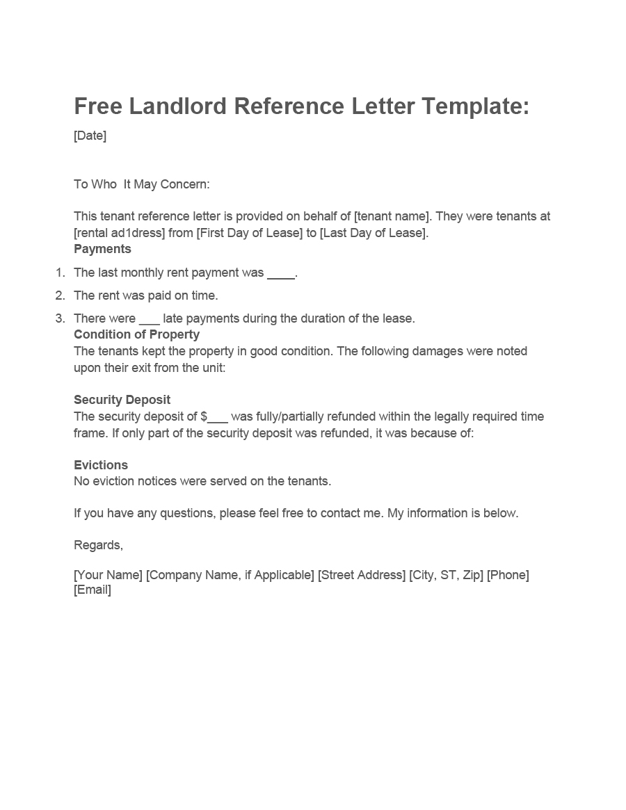 40 Landlord Reference Letters Form Samples Templatelab throughout measurements 900 X 1165