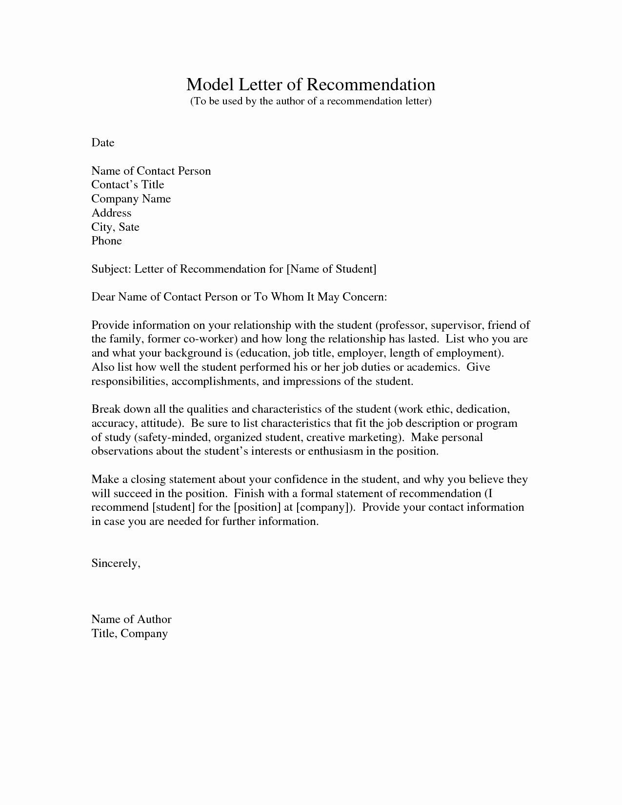 40 Letters Of Recommendation Template Letter Of pertaining to sizing 1275 X 1650