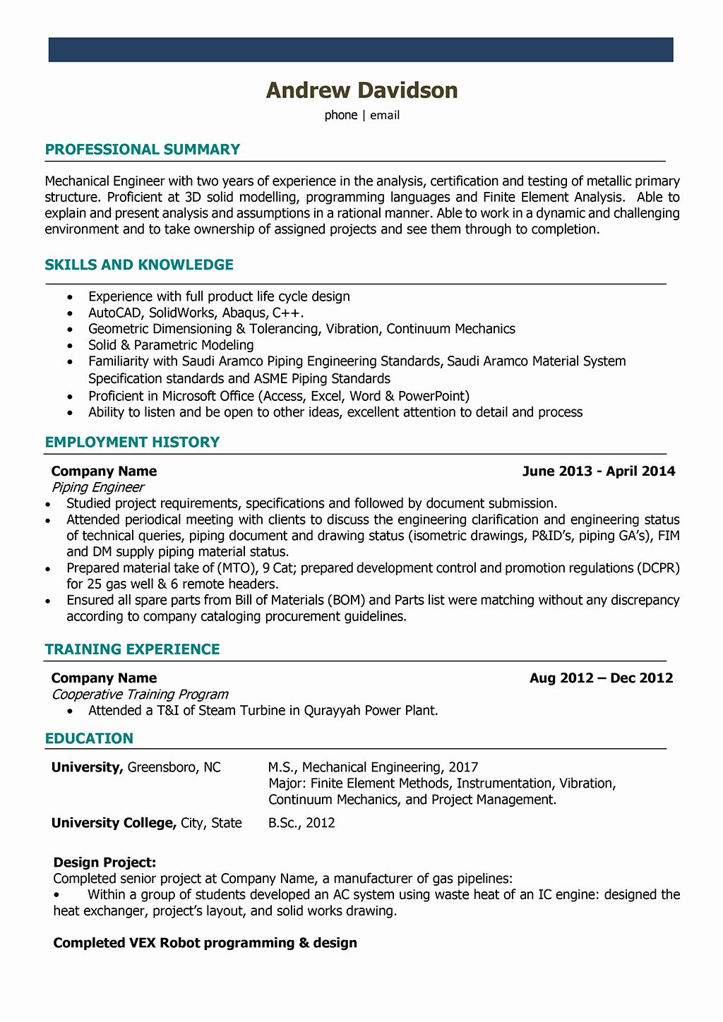 40 Mechanical Engineer Resume Sample In 2020 Mechanical for proportions 1024 X 1448