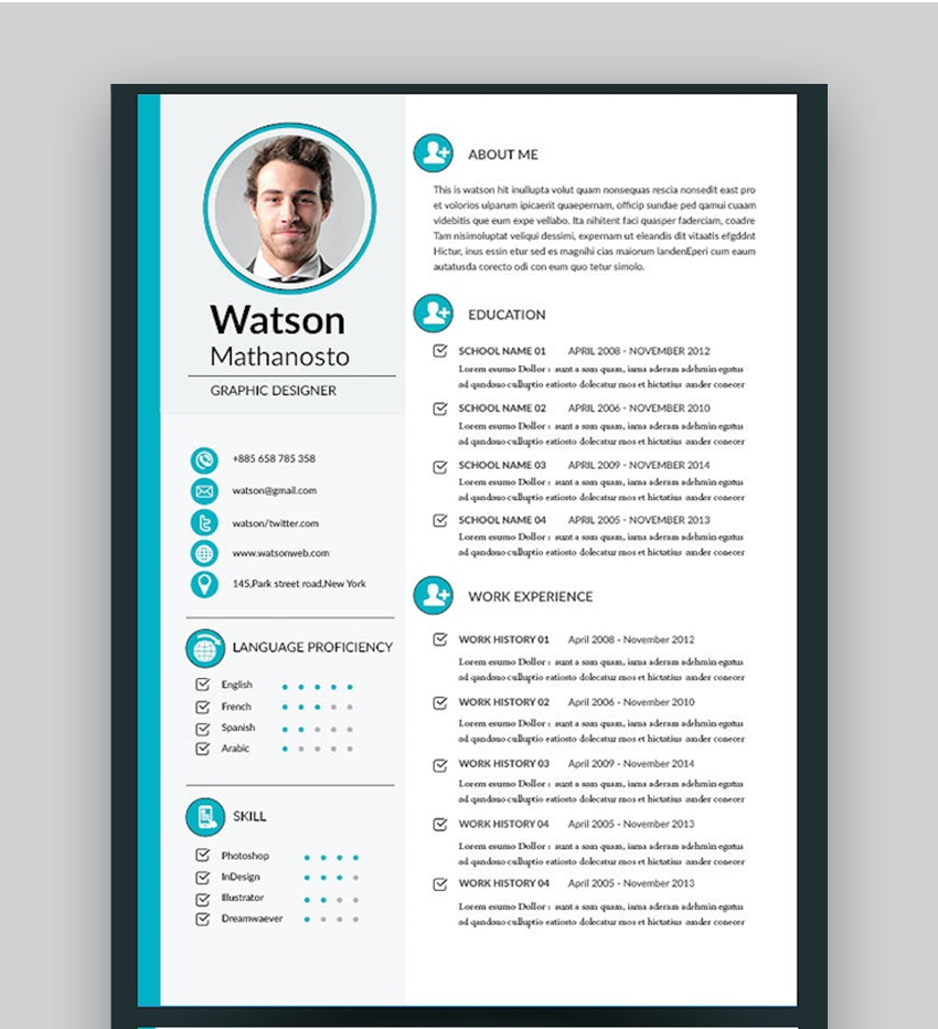 45 Best Indesign Resume Templates Free Pro Cv Indd inside proportions 850 X 932