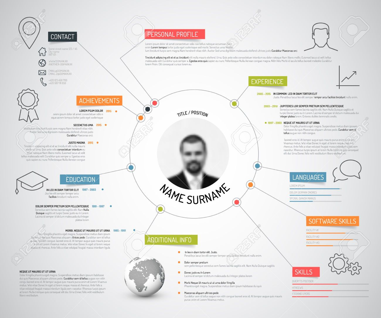 47598975 Vector Original Minimalist Cv Resume Template with regard to measurements 1300 X 1085