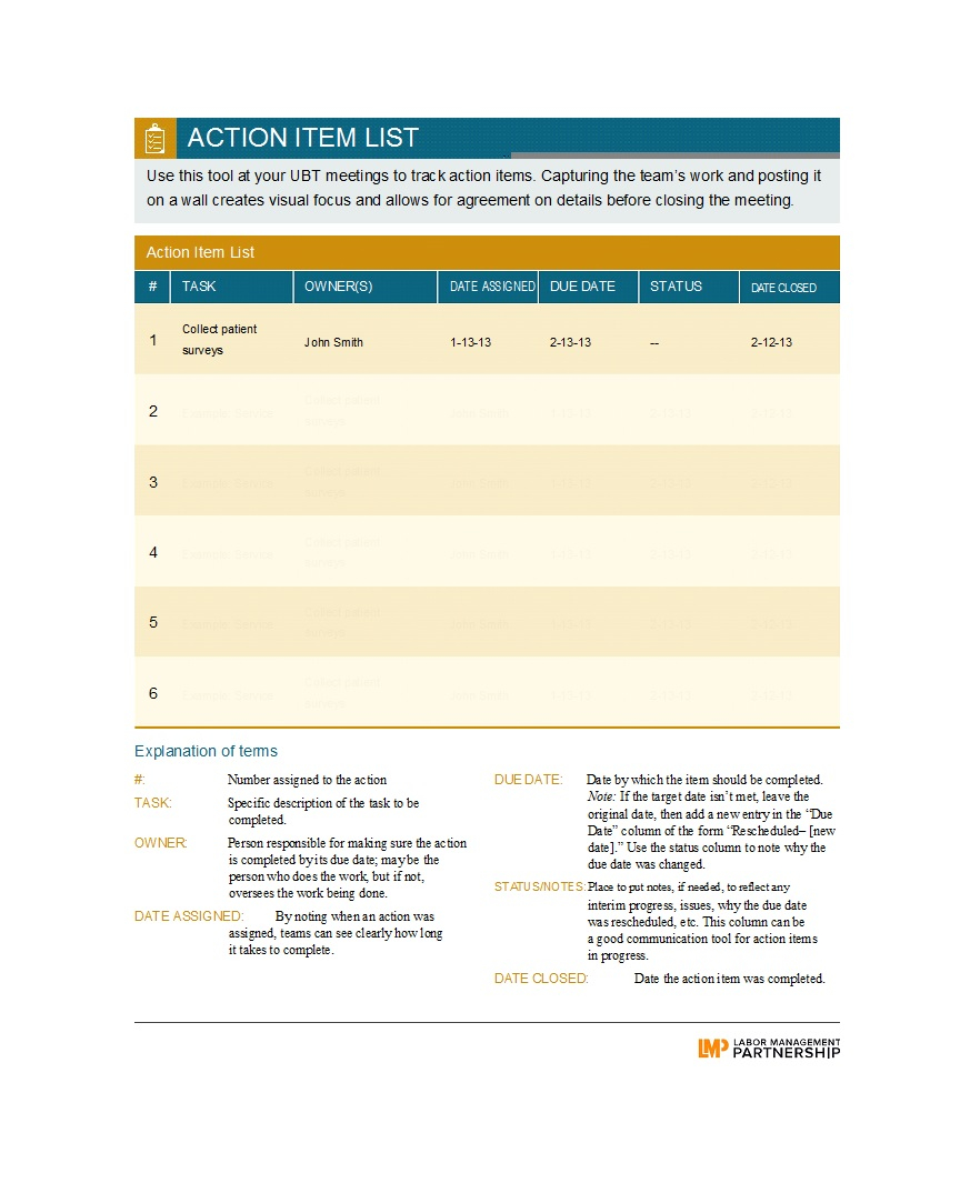 49 Great Action Item Templates Ms Word Excel Templatelab pertaining to measurements 882 X 1065