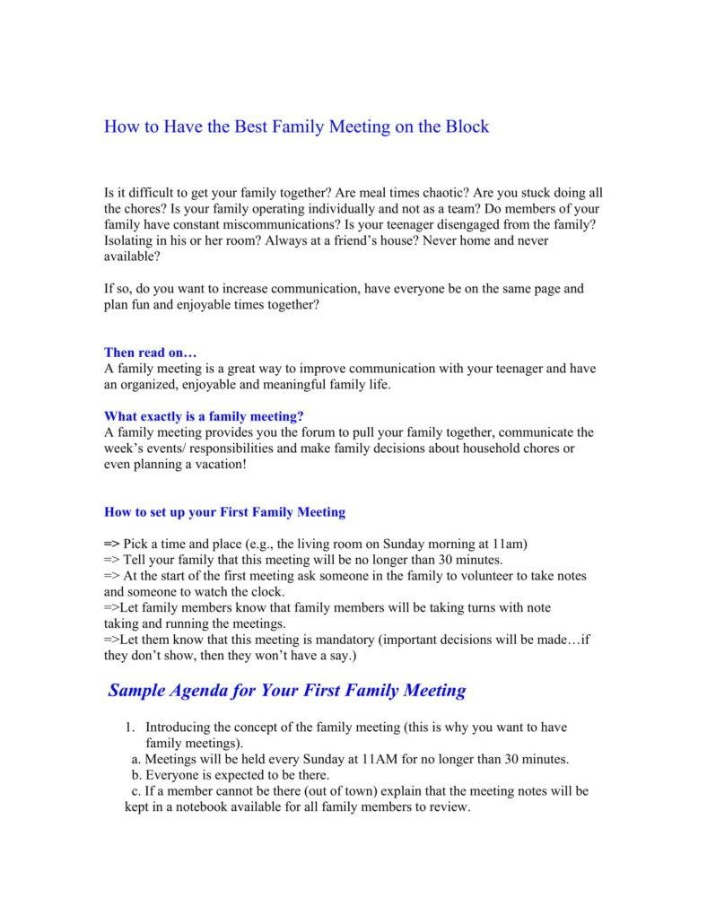 5 Family Minutes In A Meeting Templates Pdf Free inside dimensions 788 X 1020