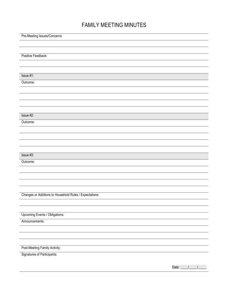 5 Family Minutes In A Meeting Templates Pdf Free with regard to dimensions 788 X 1020