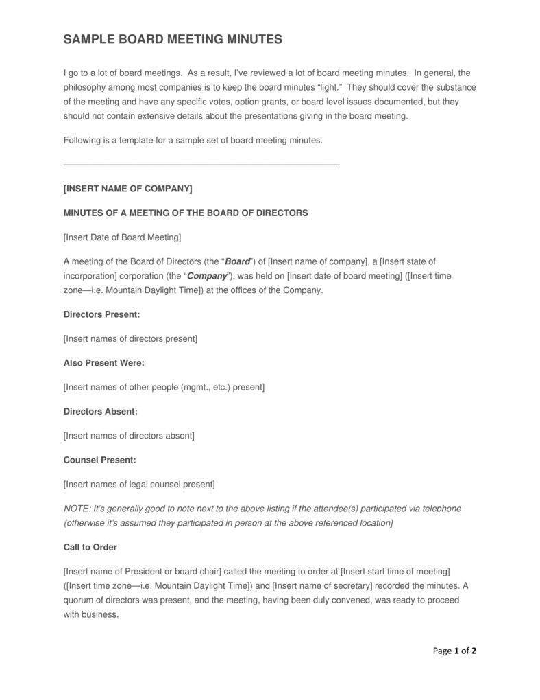 5 Formal Minutes In A Meeting Templates Pdf Free inside size 788 X 1020