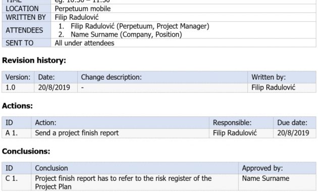 5 Free Project Meeting Minutes Template regarding size 918 X 1058