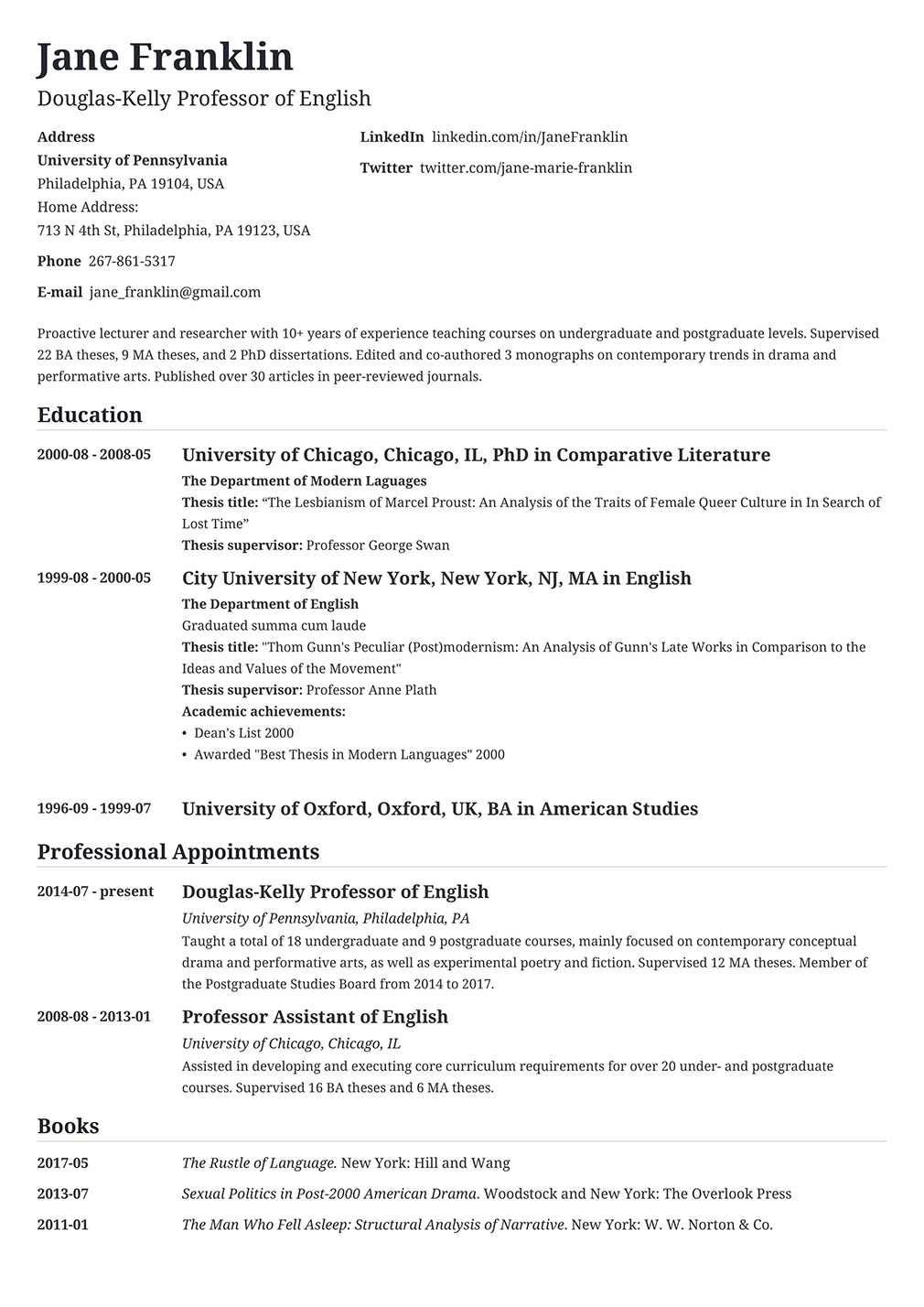 500 Cv Examples A Curriculum Vitae For Any Job Application in sizing 1010 X 1428