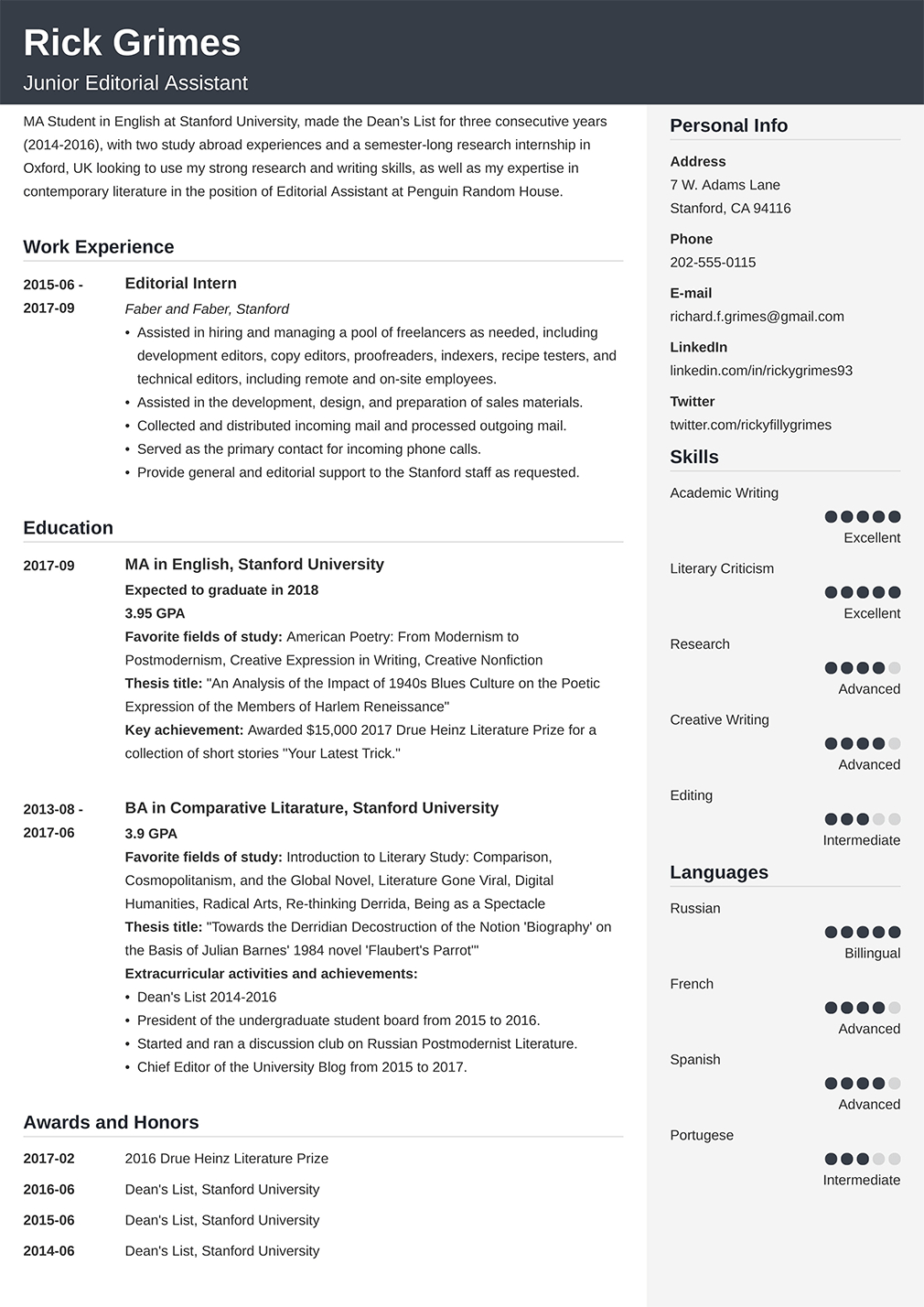 500 Cv Examples A Curriculum Vitae For Any Job Application pertaining to measurements 1010 X 1428