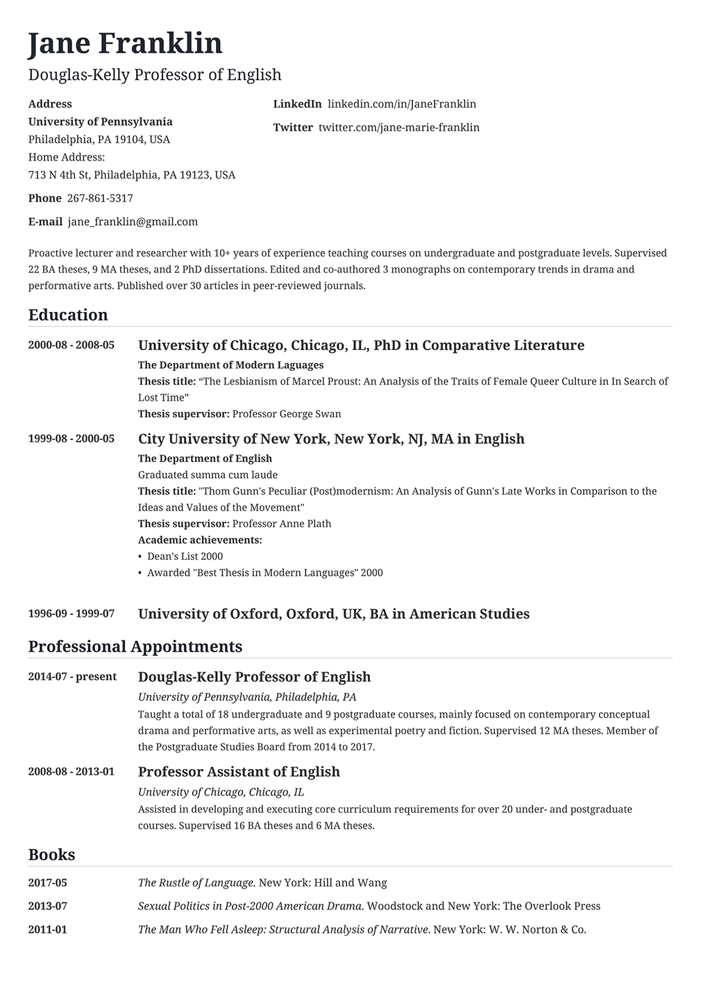 500 Cv Examples A Curriculum Vitae For Any Job Application with regard to measurements 1010 X 1428