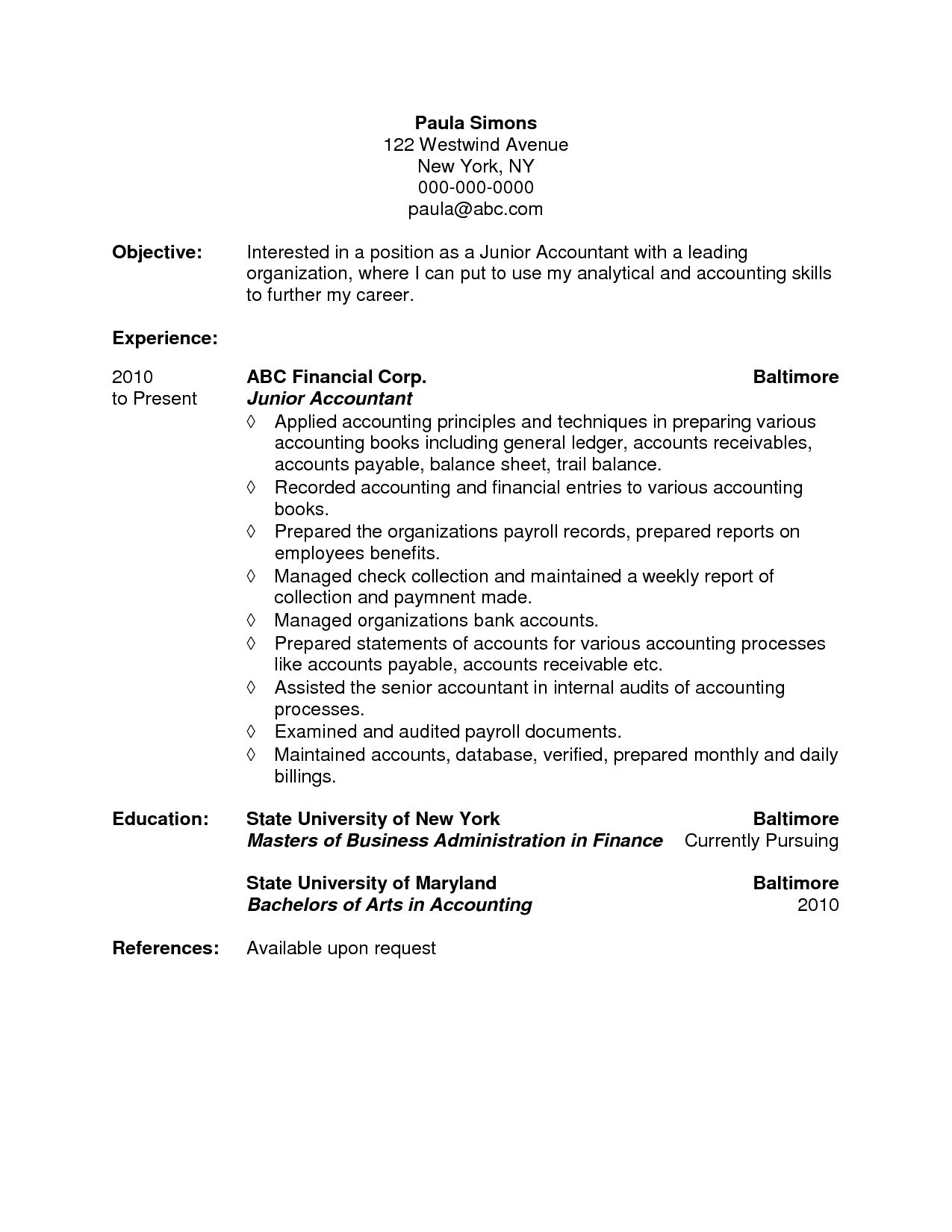 72 Beautiful Photos Of Sample Resume Ojt Accounting Students pertaining to size 1275 X 1650