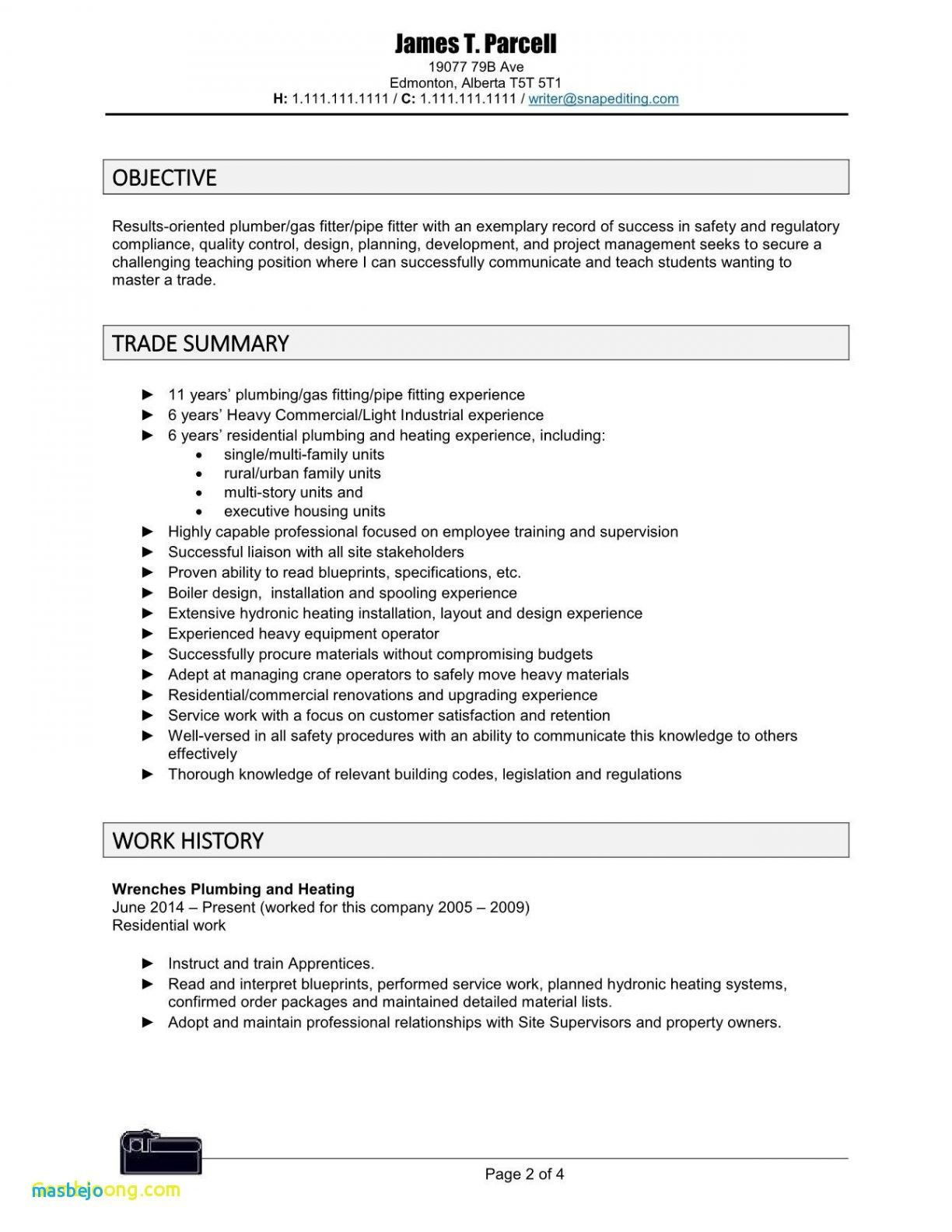 79 Best Of Images Of Plumber Pipefitter Resume Examples Free with proportions 1224 X 1584