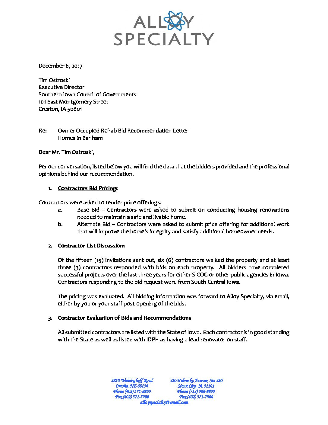 8a Recommendation Letter Bid Tabulation City Of Earlham intended for dimensions 1088 X 1408