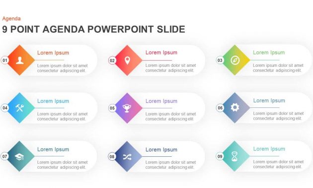 9 Point Agenda Powerpoint Template And Keynote Slide within dimensions 1280 X 720