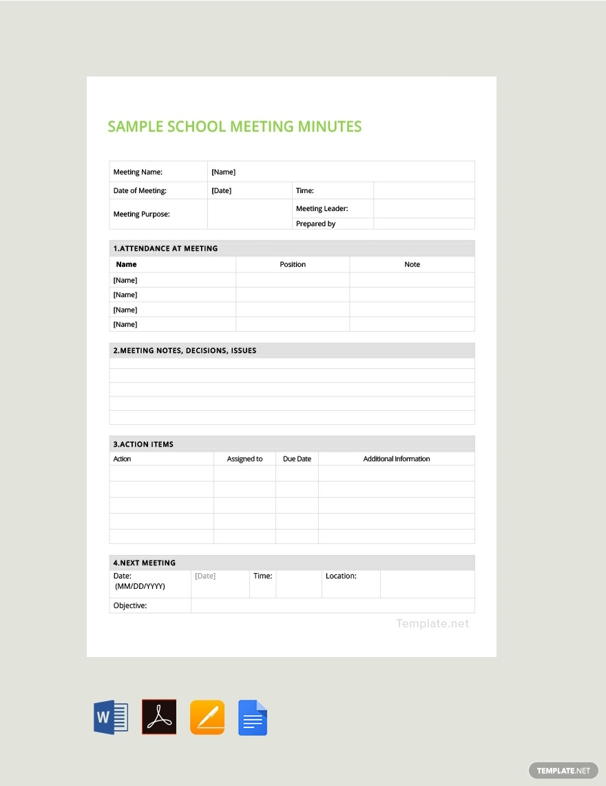 9 School Meeting Minutes Templates In Word Pdf Apple inside measurements 880 X 1140