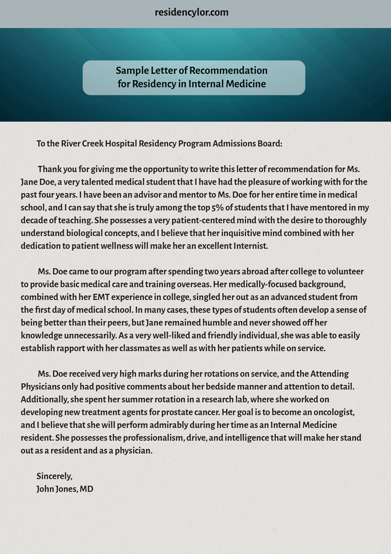 A Guide On Letter Of Recommendation For Internal Medicine in size 800 X 1132