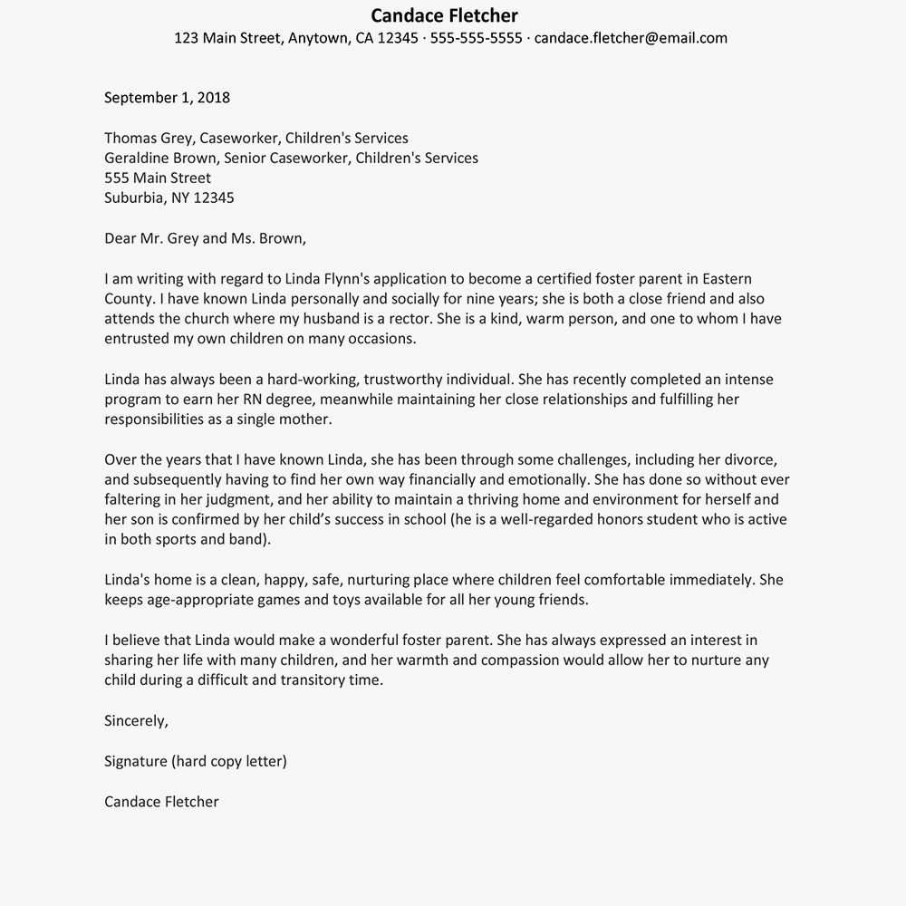 A Sample Reference Letter For Foster Parenting regarding measurements 1000 X 1000