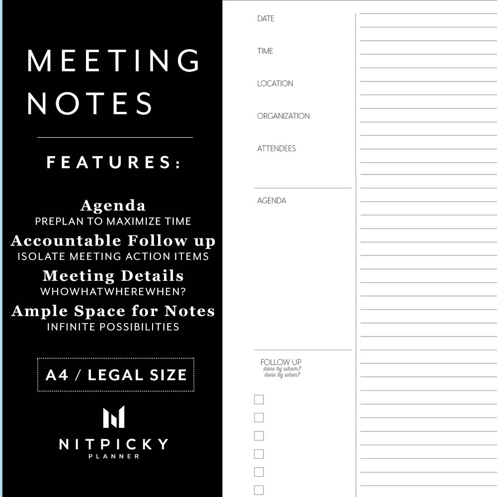 A4 Quick Meeting Notes Minimalist Printable Template For with regard to sizing 1000 X 1000