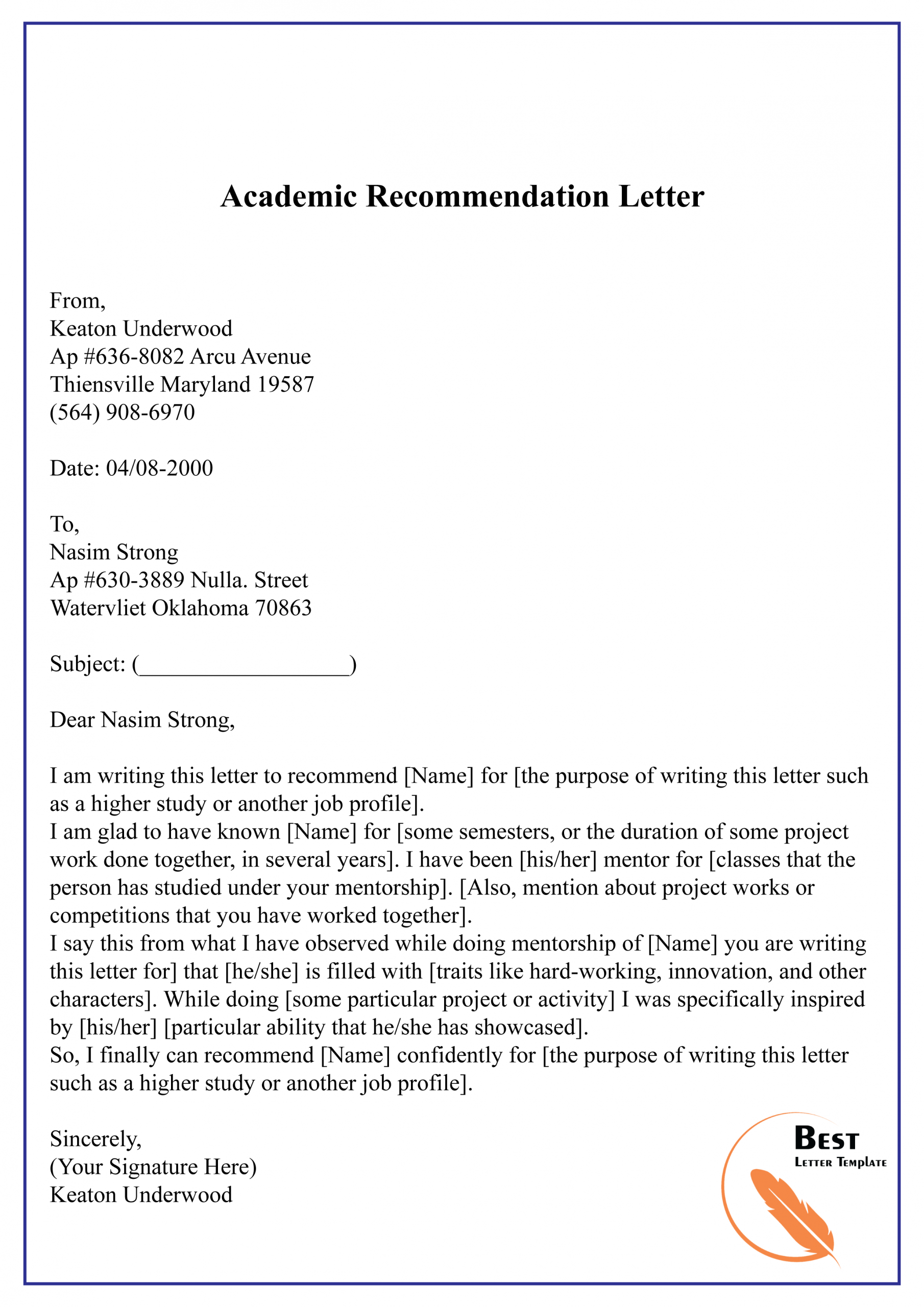 Academic Recommendation Letter 01 Best Letter Template Within Dimensions 2480 X 3508 Scaled 