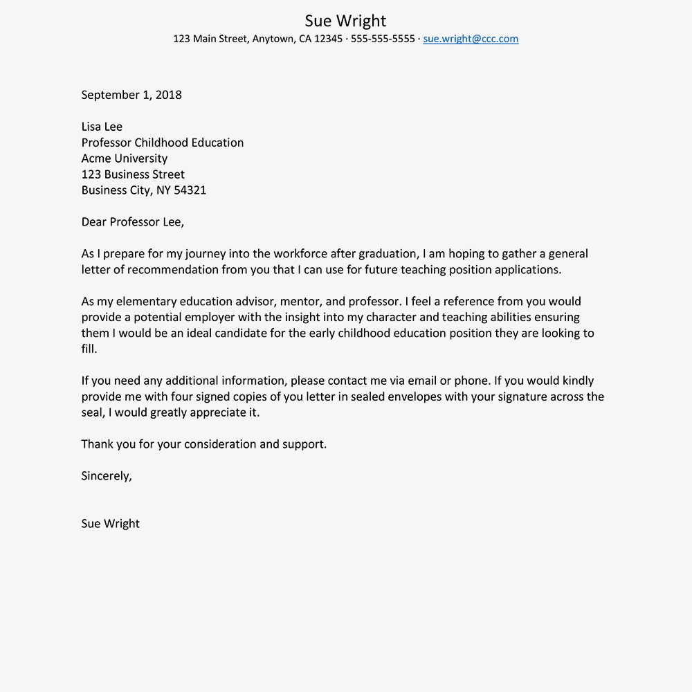 Academic Reference Letter And Request Examples with regard to proportions 1000 X 1000