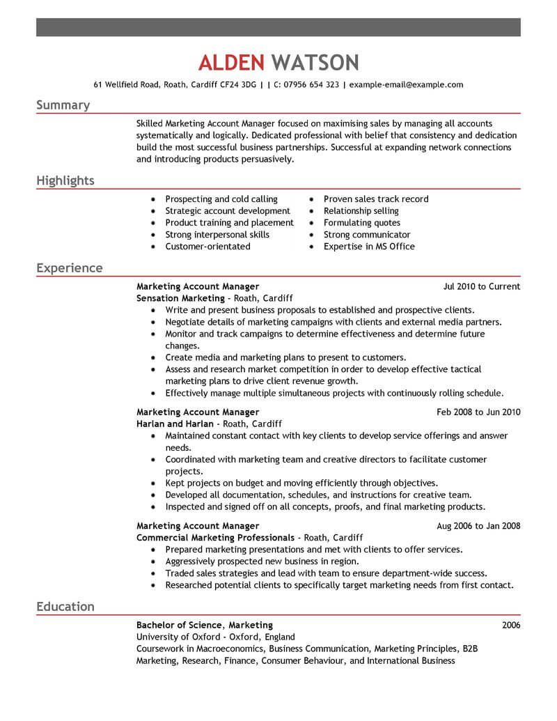 Account Manager Resume Examples Manager Resume Good in measurements 800 X 1035