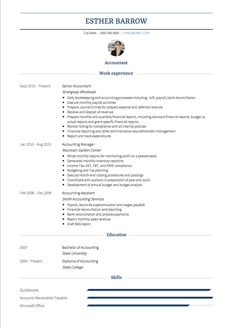 Accountant Cv Examples Templates Visualcv with proportions 800 X 1132