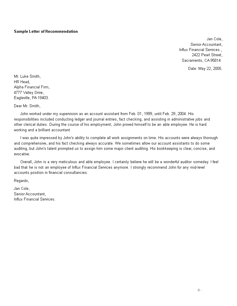 Accountant Job Reference Letter inside dimensions 816 X 1056