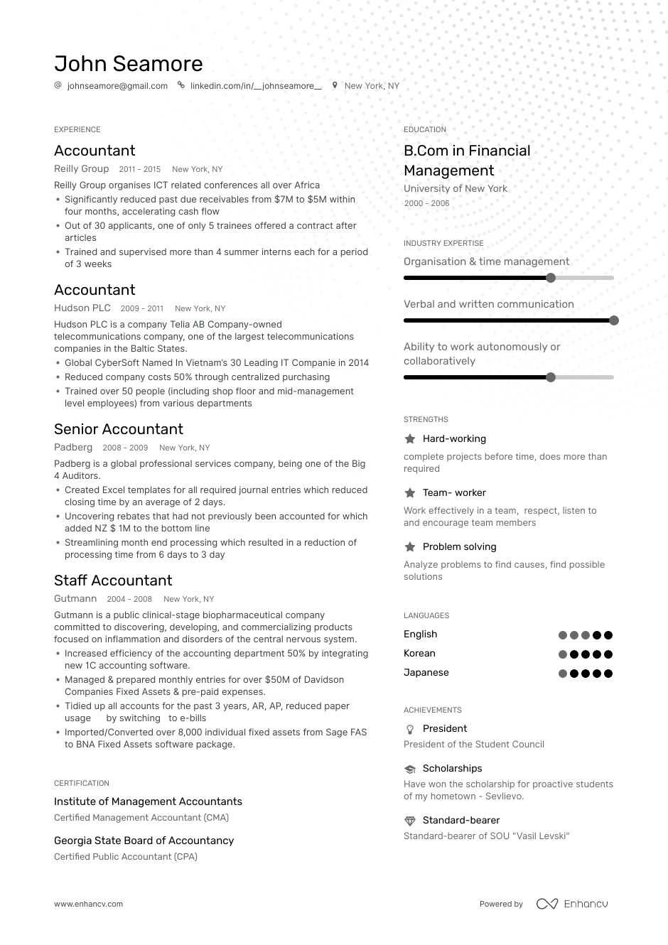 Accounting Resume Samples A Step Step Guide For 2020 Enhancv throughout dimensions 940 X 1330