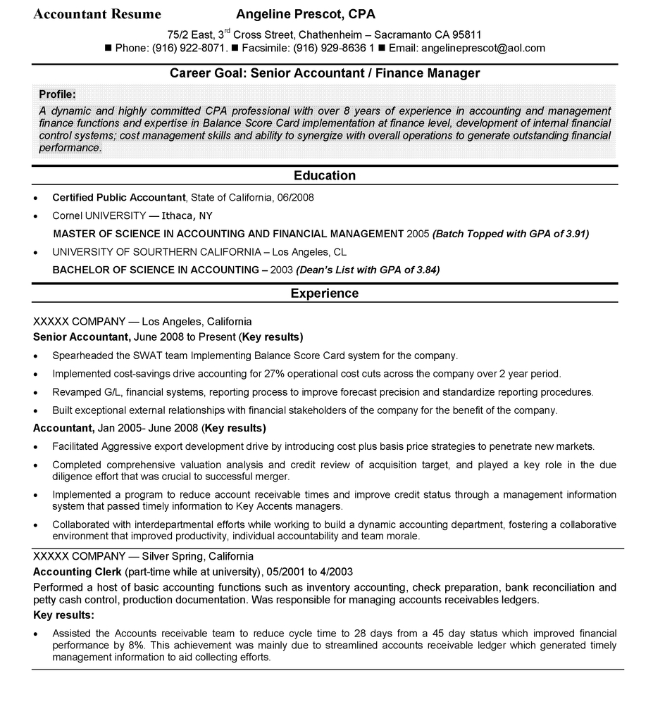 Accounting Sample Accountant Resume Top 10 Resume Objective for sizing 927 X 1000