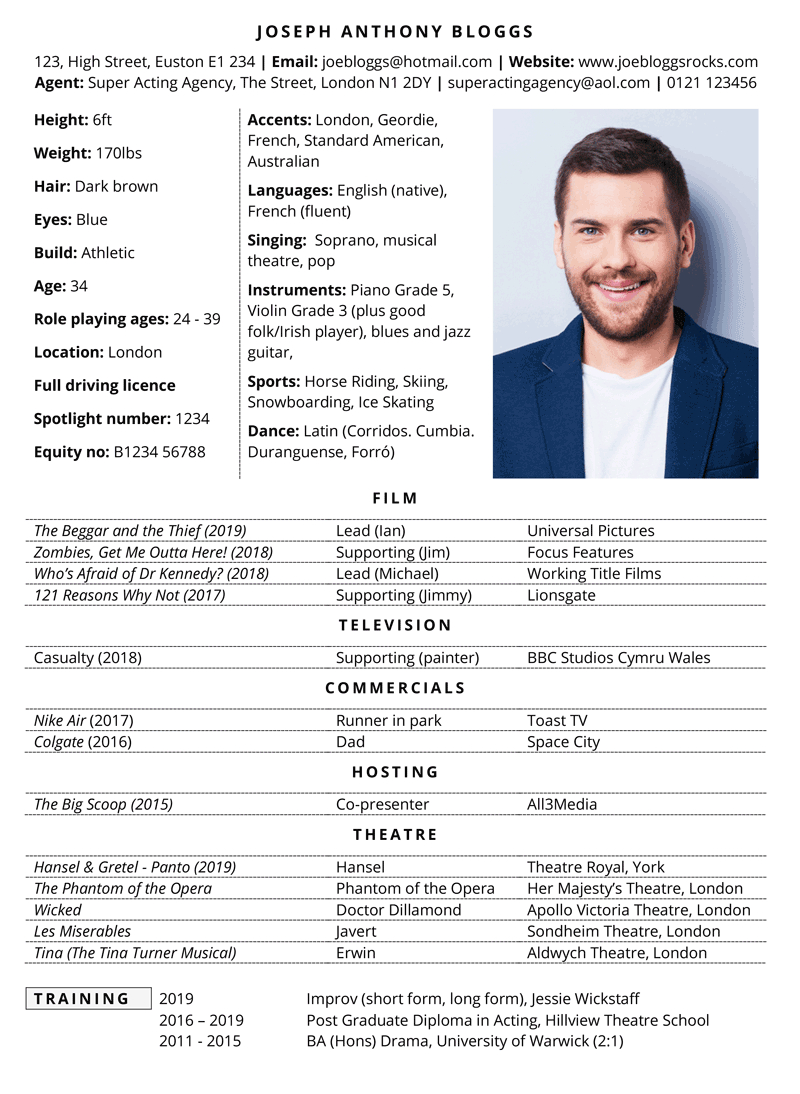 Acting Cv Template With Example Content Free Microsoft Word with sizing 800 X 1094