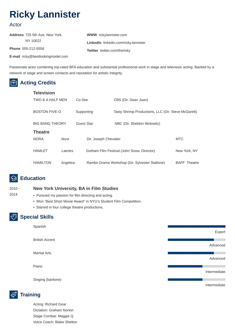 Acting Resume Template An Actor Resume Example Tips inside proportions 990 X 1400