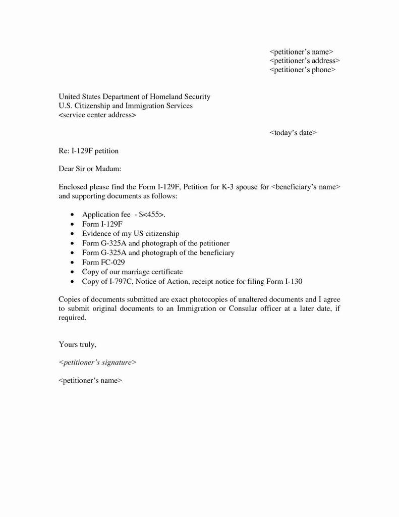 Cover Letter For I 130 And I 485 For Parents Invitation Template Ideas