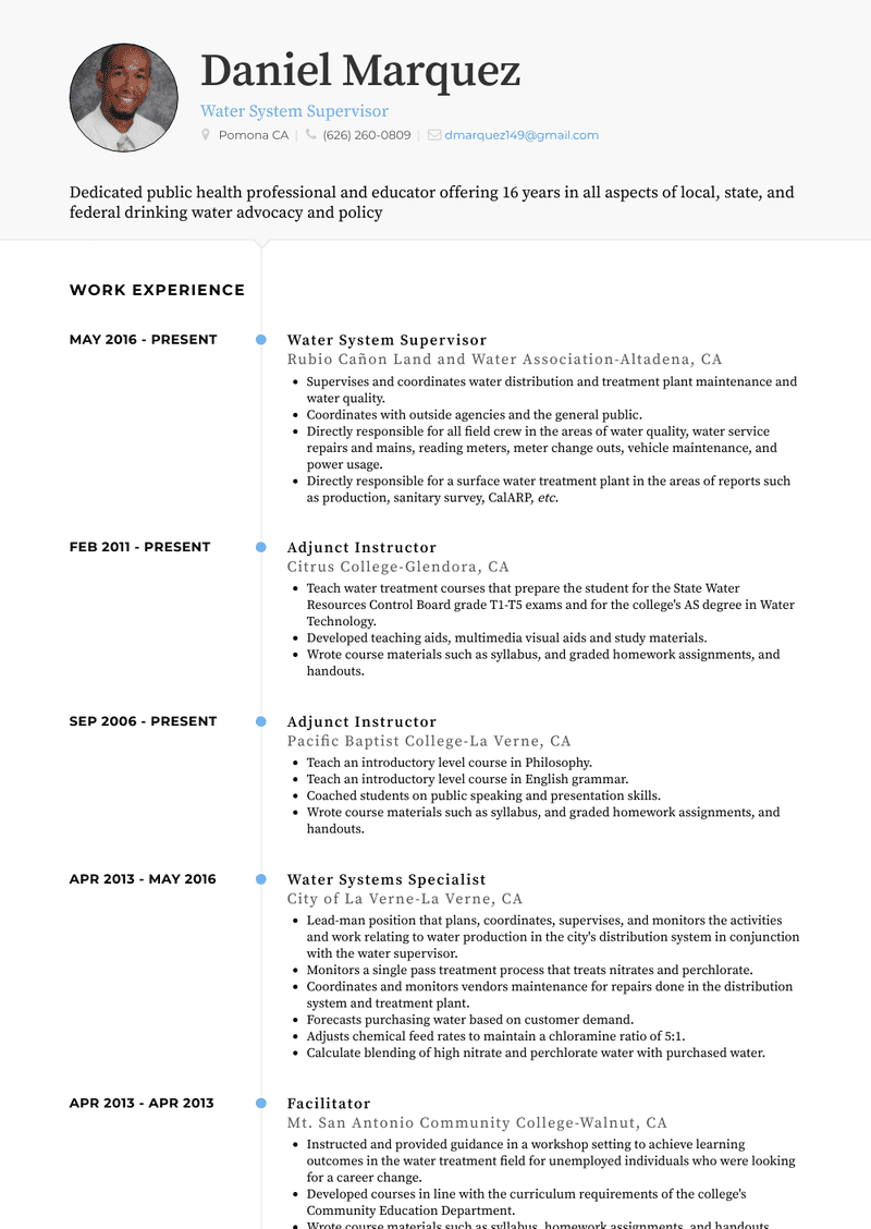 Adjunct Instructor Resume Samples And Templates Visualcv throughout size 800 X 1128