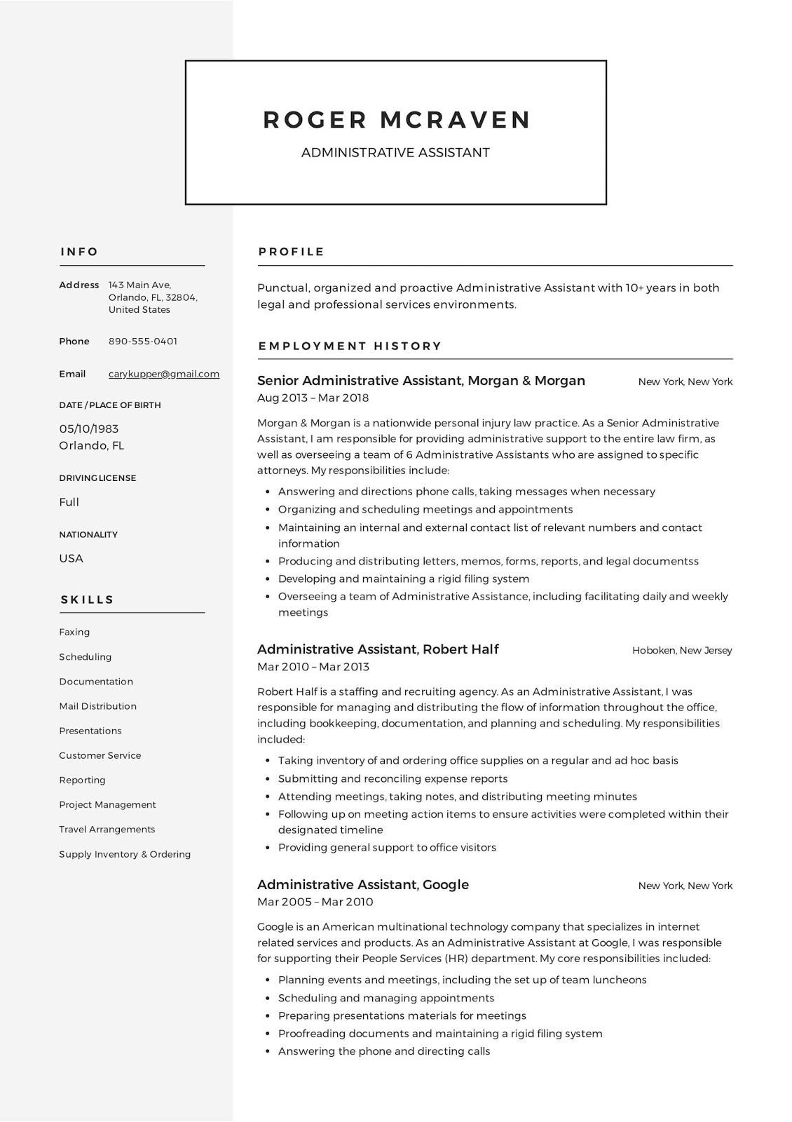 Administrative Resume Template 2019 Free Microsoft Word with regard to proportions 1130 X 1600