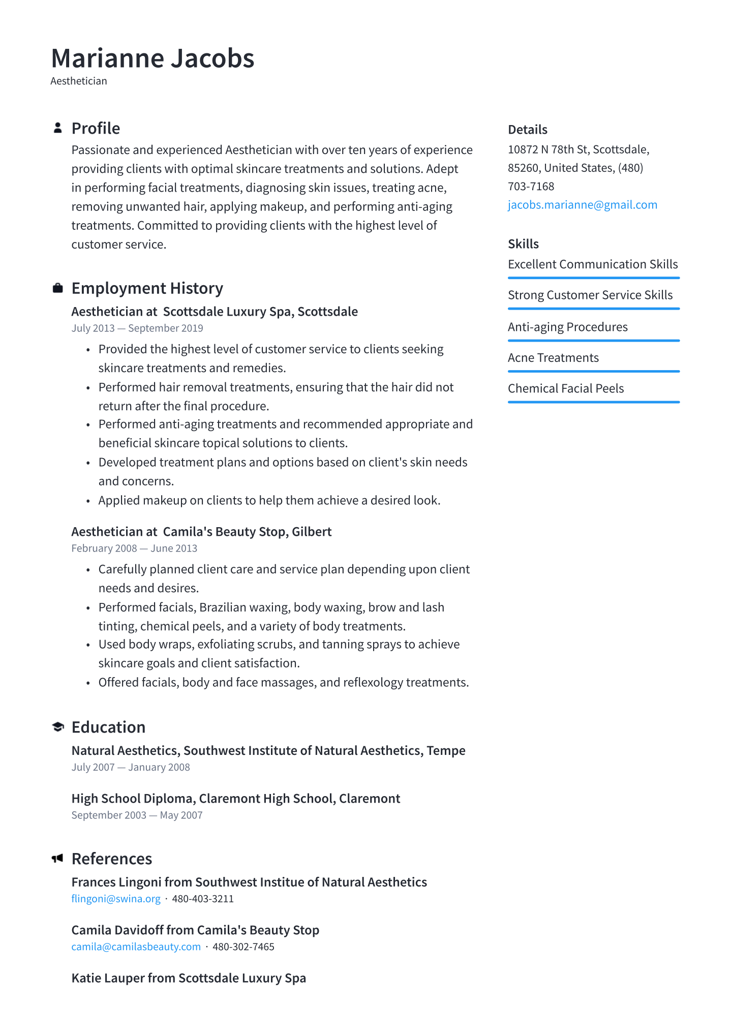 Aesthetician Resume Examples Writing Tips 2020 Free Guide within proportions 1440 X 2036