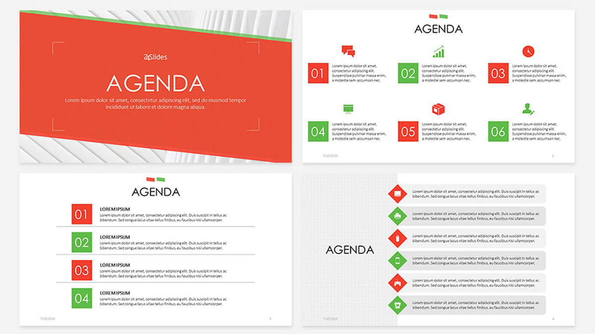 Agenda Free Powerpoint Template with measurements 1200 X 675