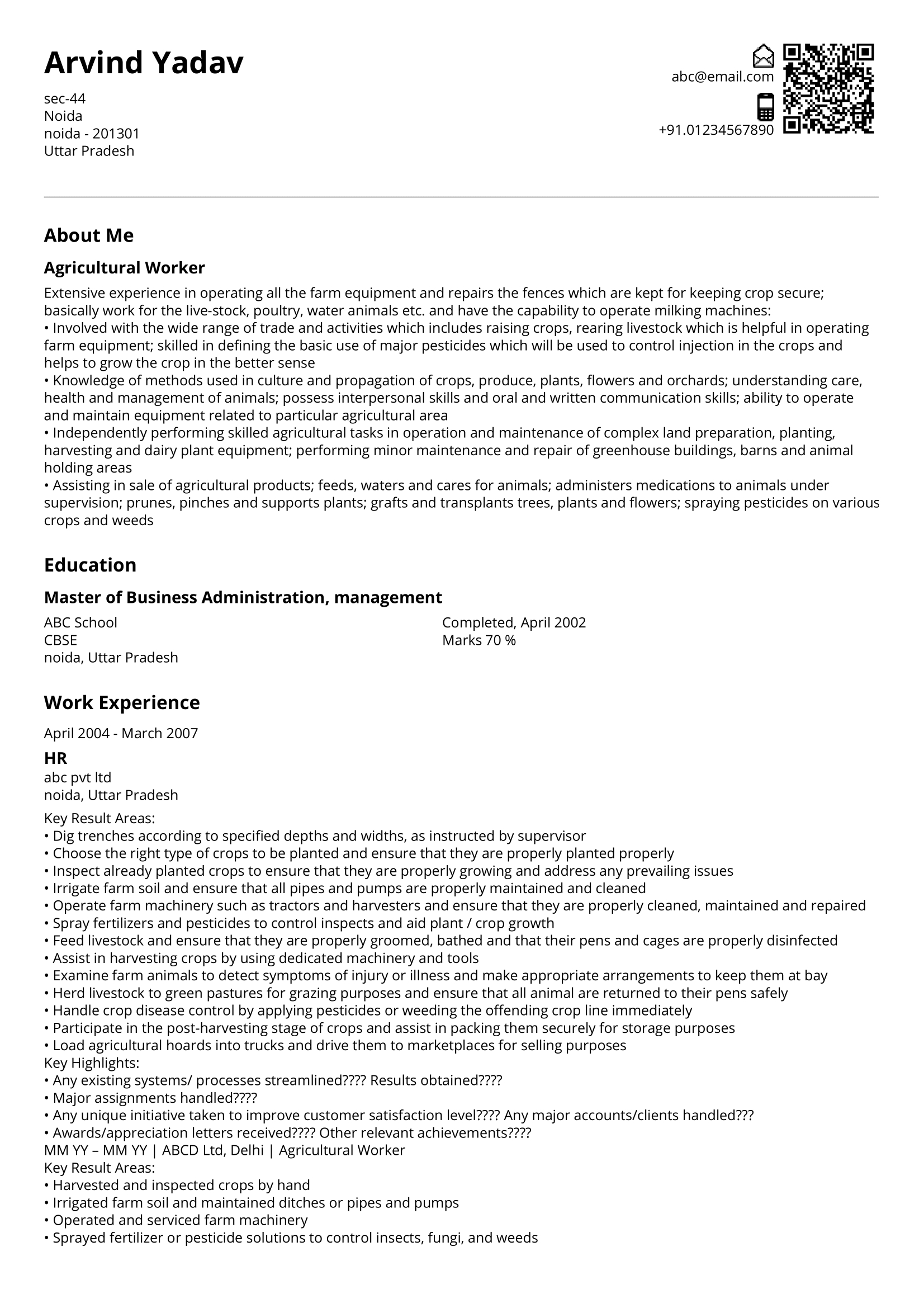 Agricultural Engineer Resume Sample Ready To Use Example for sizing 1653 X 2339