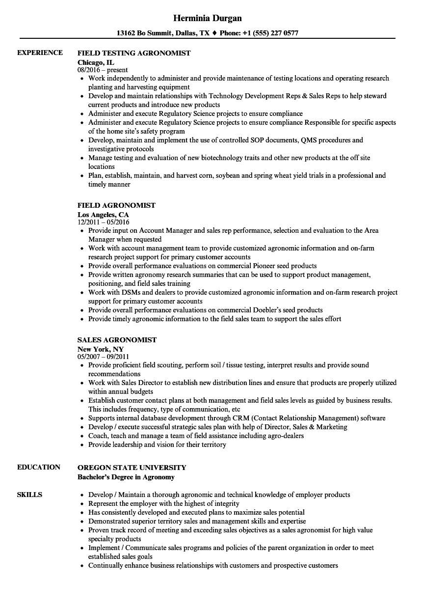 Agronomist Resume Samples Velvet Jobs intended for proportions 860 X 1240