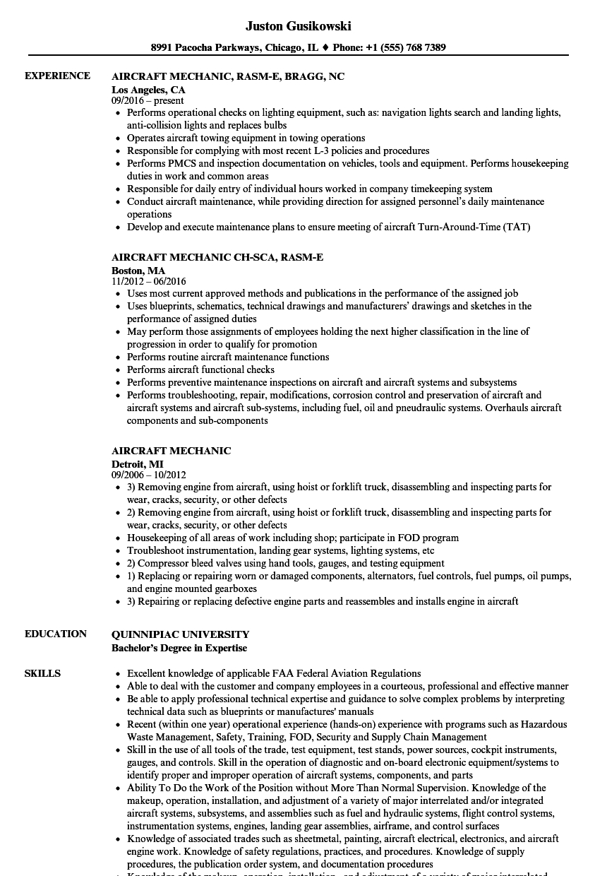 Aircraft Mechanic Resume Job Description Enom pertaining to proportions 860 X 1240