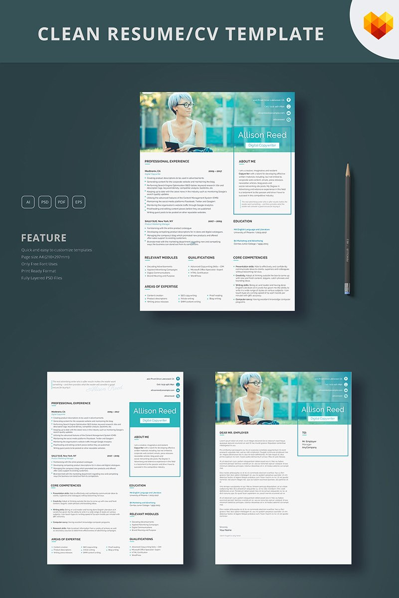 Allison Reed Copywriter Resume Template with proportions 800 X 1200