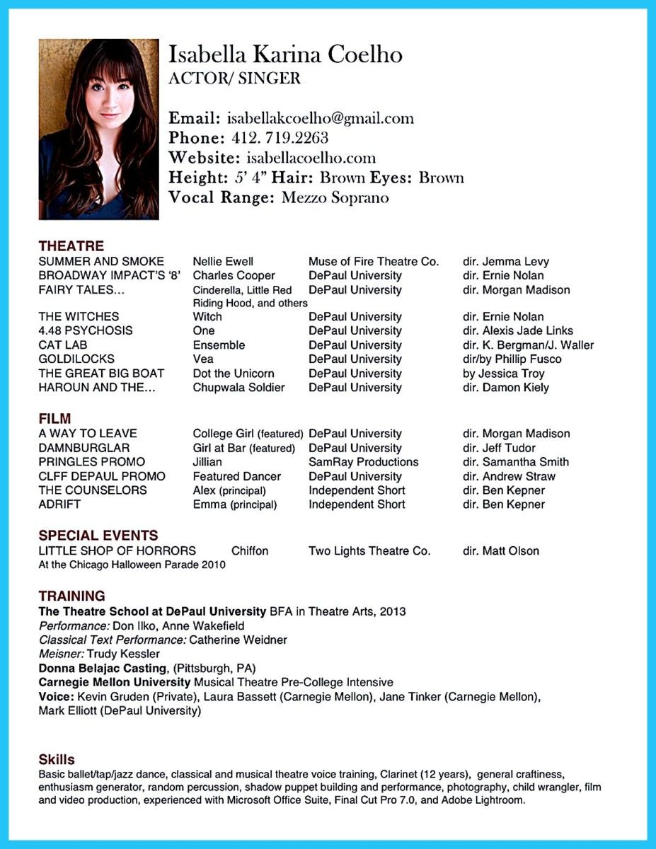 Amazing Actor Resume Samples To Achieve Your Dream Acting for measurements 927 X 1200