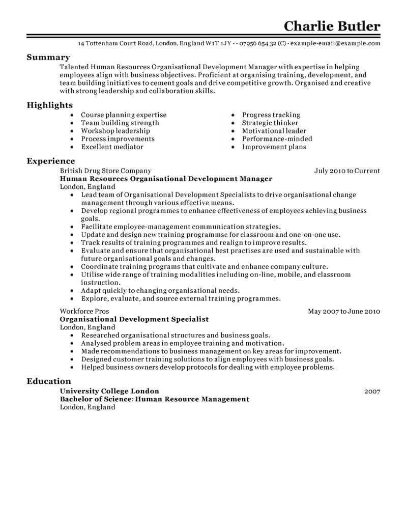 Amazing Human Resources Resume Examples Livecareer within sizing 800 X 1035