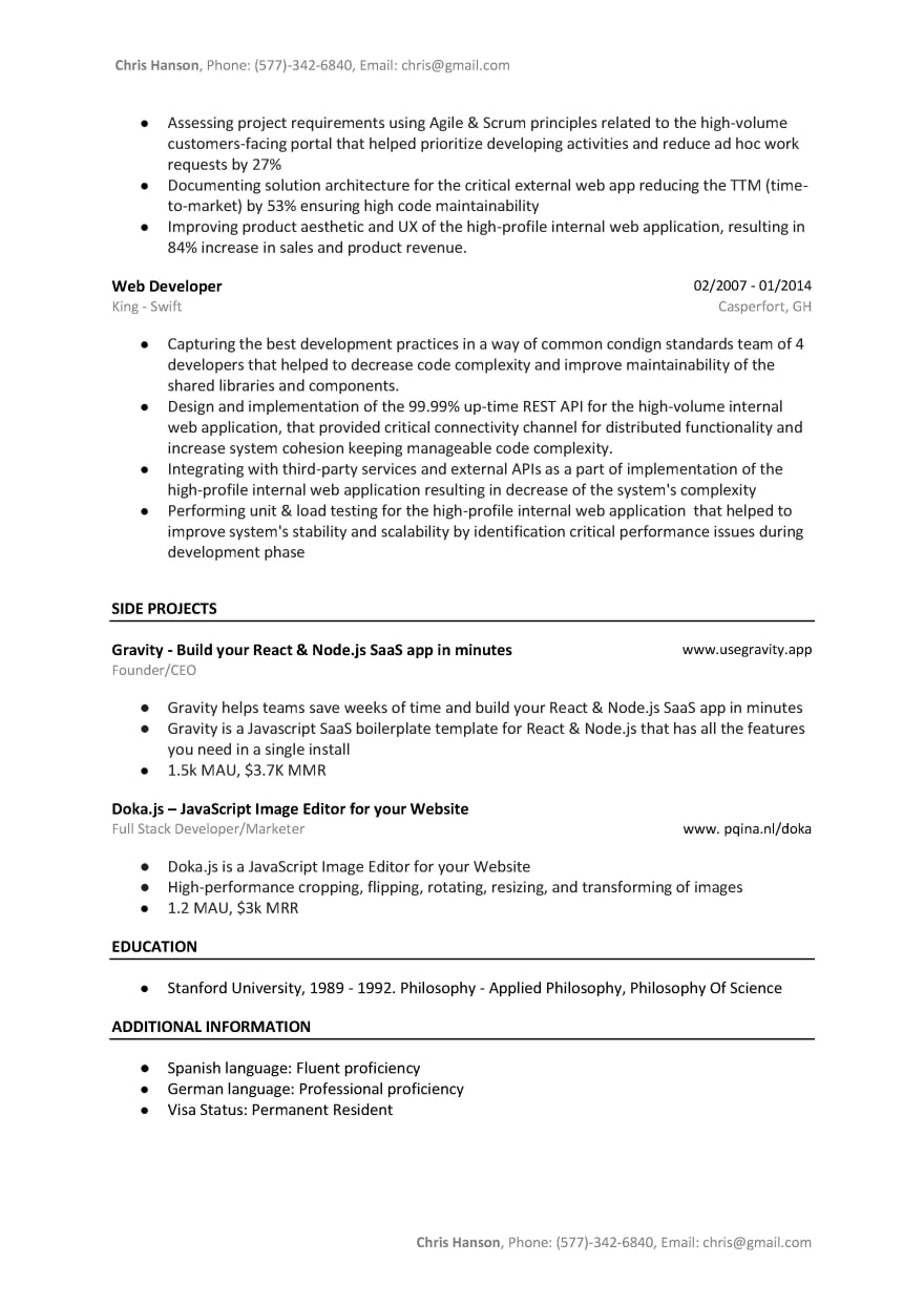 Angular Developer Resume Sample Template Ab Tested Word within dimensions 880 X 1244