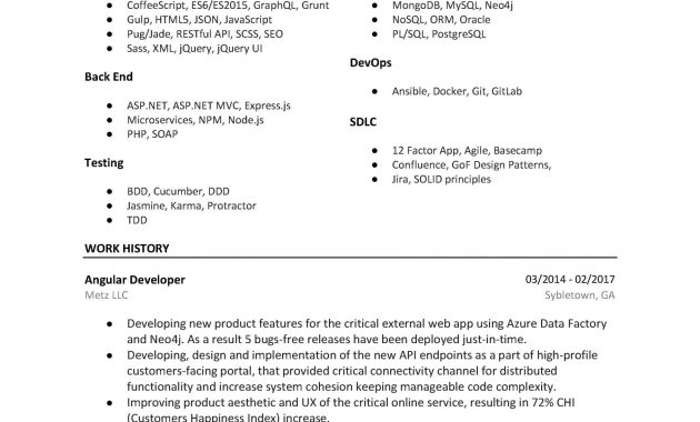 Angular Developer Resume Sample Template To Download 2019 with regard to dimensions 2481 X 3508