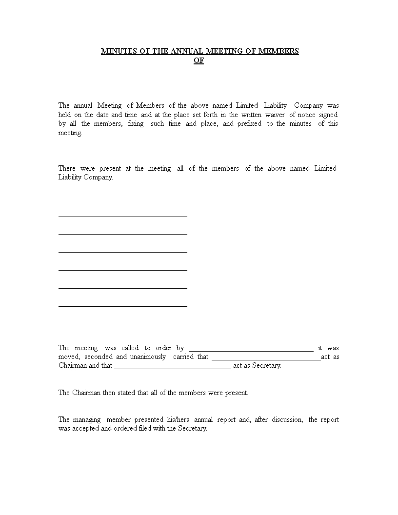 Annual Corporate Meeting Minutes Template Enom with regard to dimensions 816 X 1056