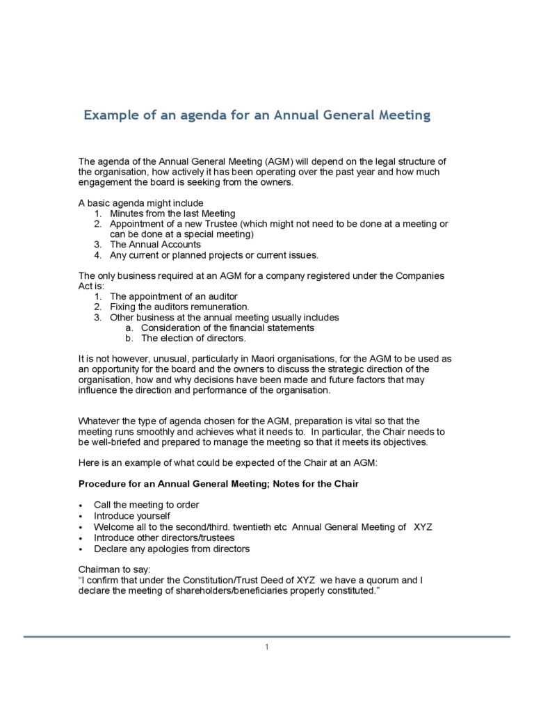 Annual General Meeting Agenda Template 8 Free Templates In pertaining to measurements 768 X 1024