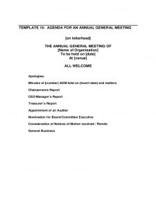 Annual General Meeting Agenda Template 8 Free Templates In with sizing 768 X 1024