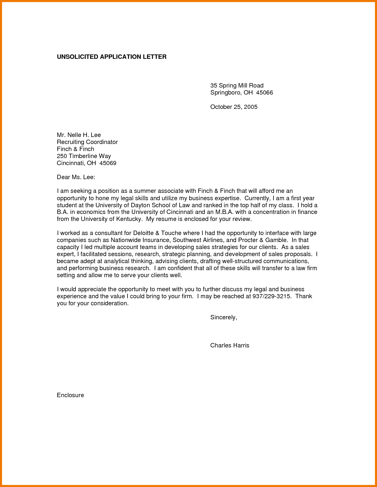 Cover Letter Template For Unsolicited Resume • Invitation ...