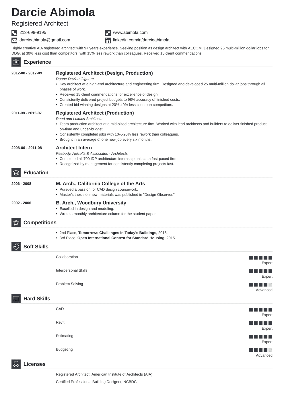 Architecture Resume Examples Template Guide For 2020 inside proportions 990 X 1400