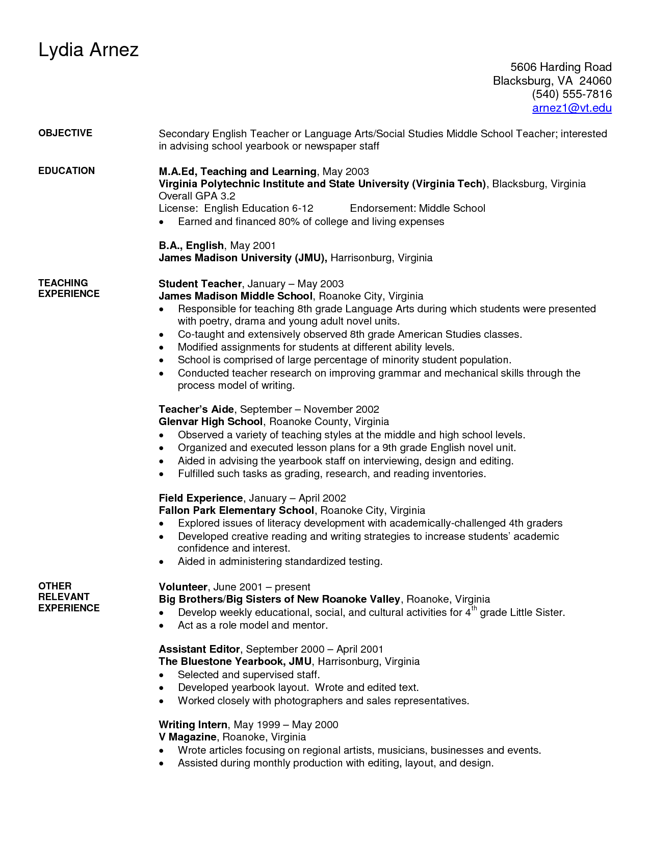 Art Teacher Resume Examples Sample Secondary Teacher with proportions 1275 X 1650