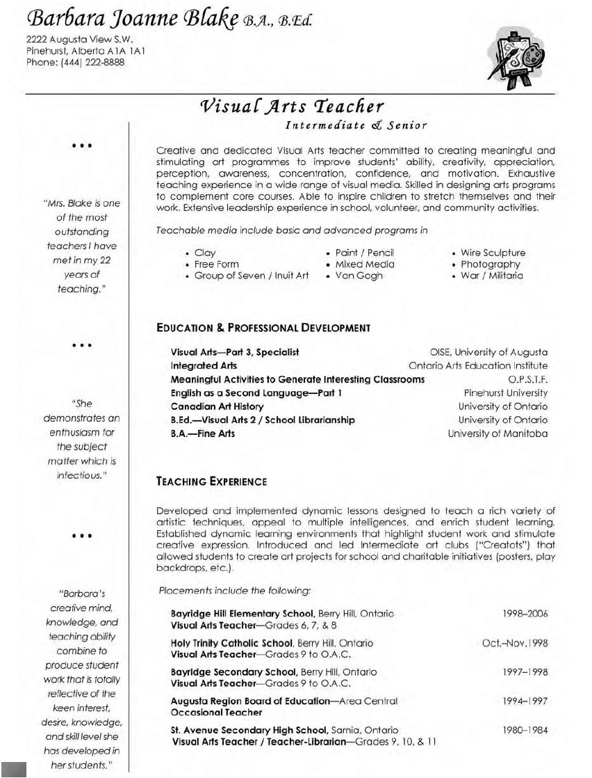 Art Teacher Resume Objective Elegant Primary Education inside measurements 852 X 1118